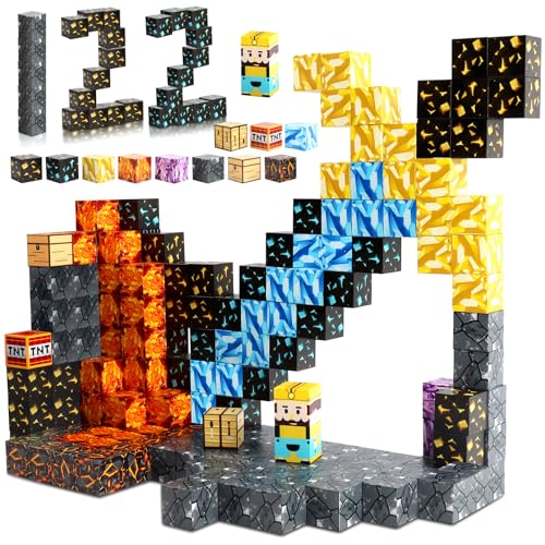 122 Stück Magnetische Bausteine, Build-Magnetwelt-Set, Magnetic Building Blocks, Bausteine Set Weihnachten für Jungen und Mädchen im Alter von 3 4 5 6 7 8, Kreative Spielzeug ab 3 Jahren für Kinder 122 Stück Magnetische Bausteine, Build-Magnetwelt-Set, Magnetic Building Blocks, Bausteine Set Weihnachten für Jungen und Mädchen im Alter von 3 4 5 6 7 8, Kreative Spielzeug ab 3 Jahren für Kinder von Knoiuao