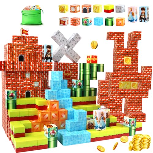 Knoiuao Magnetische Bausteine, 128 Stück Magnetic Building Blocks, Build Magnet Welt Set für Jungen und Mädchen, Montessori Bausteine Spielzeug, Geschenke für Kinder im Alter von 3 4 5 6 7 8 Jahren von Knoiuao