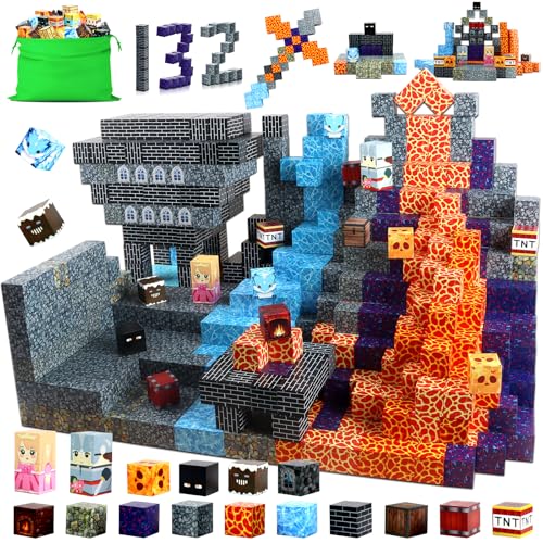 Knoiuao Magnetische Bausteine, 132 Stück Magnetic Building Blocks, Build Magnet Welt Set für Jungen und Mädchen, Montessori Bausteine Spielzeug, Geschenke für Kinder im Alter von 3 4 5 6 7 8 Jahren von Knoiuao