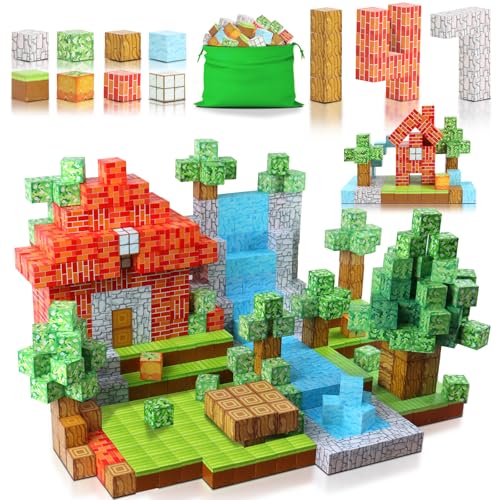 Knoiuao Magnetische Bausteine, 147 Stück Magnetic Building Blocks, Build Magnet Welt Set für Jungen und Mädchen, Montessori Bausteine Spielzeug, Geschenke für Kinder im Alter von 3 4 5 6 7 8 Jahren von Knoiuao