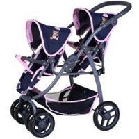Knorrtoys 16435 - Zwillingspuppenwagen Milo Navy Pink, Sitze verstellbar, klappbar, Schieberhöhe: 50-78cm von Knorrtoys