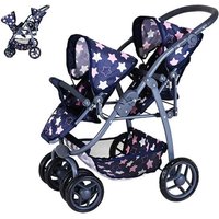 Knorrtoys 16443 - Zwillingspuppenwagen Milo Star Blue Pink, Sitze verstellbar, klappbar, Schieberhöhe: 50-78cm Knorrtoys 16443 - Zwillingspuppenwagen Milo Star Blue Pink, Sitze verstellbar, klappbar, Schieberhöhe: 50-78cm von Knorrtoys