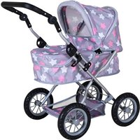Knorrtoys 63344 - Puppenwagen Mini Lili Star Grey Pink, klappbar, Schieberhöhe: 56cm von Knorrtoys