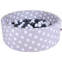 Knorrtoys 68164 - Bällebad Soft Grey White Stars mit 300 Bälle schwarz/weiß, ca.90x90x30cm von Knorrtoys
