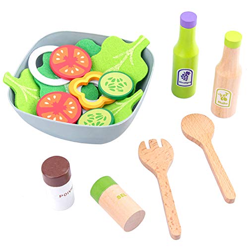 Knoruley Kinder KüChenspielzeug DIY Kochen VortäUschen Spiel Simulation HolzküChe Essen Spielzeug für Kinder Spielzeug Set - Salat GemüSe von Knoruley