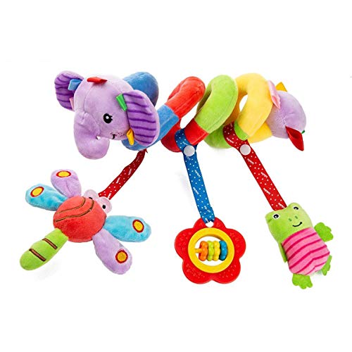 Spiral Kinderwagen Spielzeug, Spiral Baby Autositz Spielzeug, Spiral Kinderbett Kinderwagen Spielzeug, Spiral Hängendes Plüschtier, Spiral Plüschtier, für Jungen Mädchen Kinderwagen Bett Auto(Elefant) von Knowing