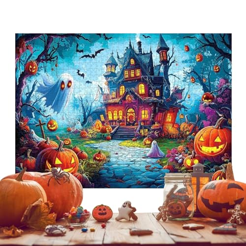 Halloween Puzzle 1000 Teile | Grusel Villa Geisterhaus Puzzle | Familienaktivität Spiel für Kinder Jugendliche Erwachsene | Herbst Feiertag Deko Thanksgiving Party von Knowlife