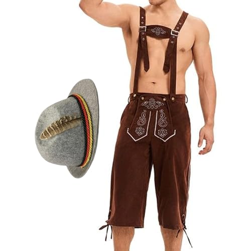 Knowlife Herren Oktoberfest Kostüm Deutsch,Bierfest Tracht | Traditionelle Lederhose Mit Hut Für Feiern Feste Bierproben Partys Knowlife Herren Oktoberfest Kostüm Deutsch,Bierfest Tracht | Traditionelle Lederhose Mit Hut Für Feiern Feste Bierproben Partys von Knowlife