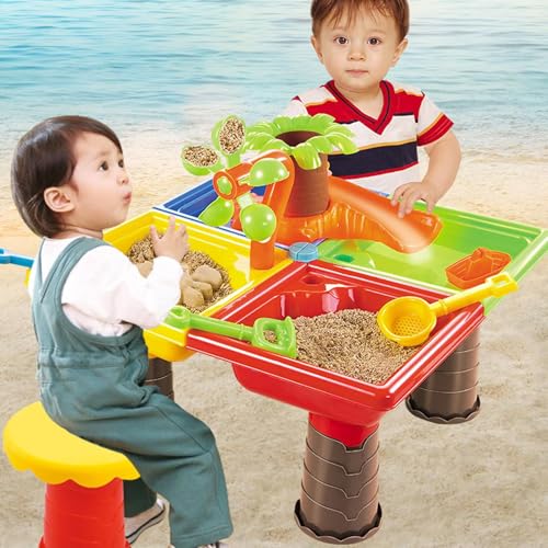Knowlife Outdoor Sensory Table, Wasser Und Sand Spieltisch Für Kinder, Interaktives Aktivitätscenter Innen Und Außenspiele Für Mädchen Garten Camping Hinterhof von Knowlife