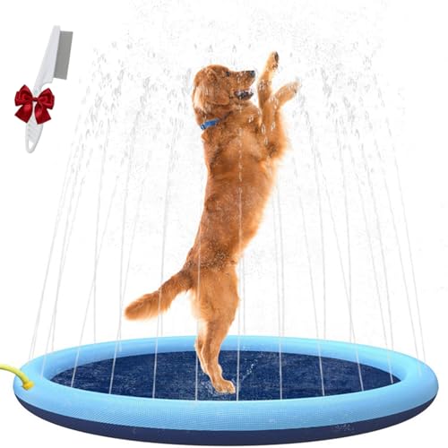 Puppery Sprinkler Wasserspielmatte Für Hunde, Wasserspielmatte Hund, PVC-Sprinklermatte für Haustiere im Freien, Sommeraktivitäten für die Familie/Wasserspielzeug für den Garten (100cm) von Knubbuf
