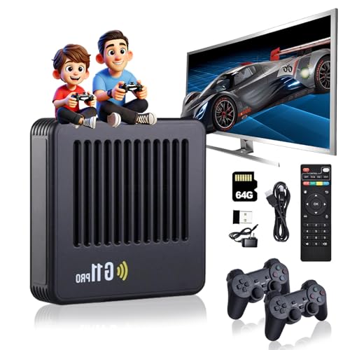Retrowave G11 Pro, G 11 Pro Retro Console, 4k HD G11 Pro Konsole, Retro Wave G11 Pro, Retrowave G11 Pro 100000 Spiele, Plug & Play Video Games with 2/4 Wireless Dual Controllers (64G+2 Controllers) von Knubbuf
