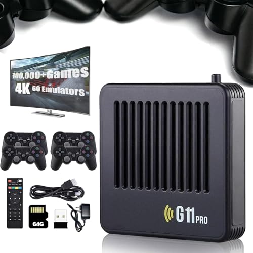 Retrowave G11 Pro, G11 Pro Konsole, Retro Wave G11 Pro, G11 Pro Game Box, 4k HD TV Game Stick, Plug & Play, 100,000 Retro Games with 4 Wireless Dual Controllers (64GB) von Knubbuf