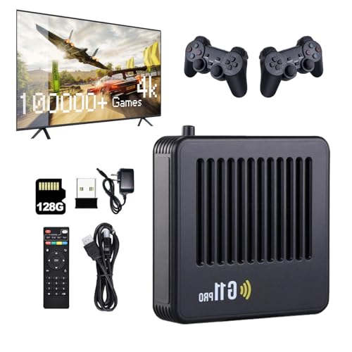 Retrowave G11 Pro, g11 pro Konsole, g11 pro Game Box Konsole, 4k 100.000, Retro spielekonsole, Plug & Play Video Games with 2/4 Wireless Dual Controllers (128G+2 Controllers) von Knubbuf