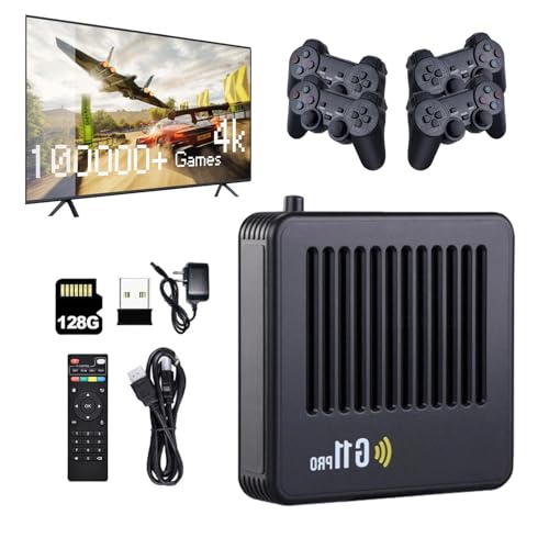 Retrowave G11 Pro, g11 pro Konsole, g11 pro Game Box Konsole, 4k 100.000, Retro spielekonsole, Plug & Play Video Games with 2/4 Wireless Dual Controllers (128G+4 Controllers) von Knubbuf