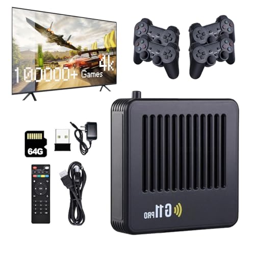 Retrowave G11 Pro, g11 pro Konsole, g11 pro Game Box Konsole, 4k 100.000, Retro spielekonsole, Plug & Play Video Games with 2/4 Wireless Dual Controllers (64G+4 Controllers) von Knubbuf