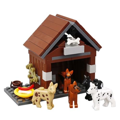 KoDeer Custom Minifiguren Set, MOC Hundehütte Bausatz, Custom Bauernhof-Szenerie Klemmbausteine Set von KoDeer