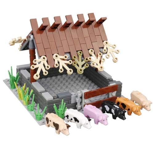 KoDeer Custom Minifiguren Set, MOC Schweinestall Bausatz, Custom Bauernhof-Szenerie Klemmbausteine Set von KoDeer
