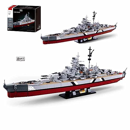 KoDeer Technik Kriegsschiff Bausatz, 1849 Teile Schlachtschiff Bausatz für Bismarck Modellbausatz, Bausteine Kompatibel mit Lego von KoDeer