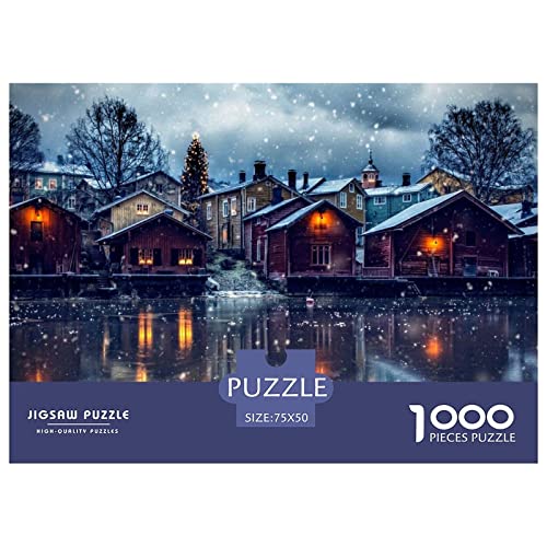 1000 Teile Puzzlespiel Weihnachtsstadt für Erwachsene Weihnachtshaus Langlebige Lernspiele Herausforderungsstufe: hart von KoNsev