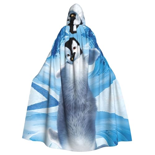 150 cm Kapuzenumhang, Unisex, Halloween-Umhang für Teufel, Hexe, Zauberer, Halloween, Weihnachten, Cosplay, niedliche Pinguine, die Bilder machen von KoNsev