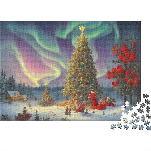 Christmas Eve Aurora 1000 Teile Puzzle für Erwachsene 1000 Teile Weihnachtsstadt Erwachsenenpuzzles Familienspiele Impossible Challenges von KoNsev