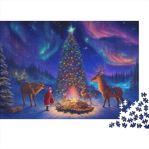 Christmas Eve Aurora 1000 Teile Puzzle für Erwachsene 1000 Teile Weihnachtsstadt Erwachsenenpuzzles Familienspiele Impossible Challenges von KoNsev