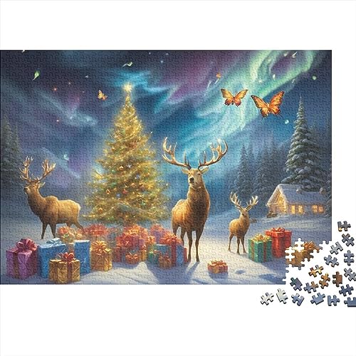 Christmas Eve Aurora 300-teiliges Puzzle für Erwachsene, 300 Teile, Weihnachtsstadt, Erwachsenenpuzzle, Familienspiele, unmögliche Herausforderungen von KoNsev