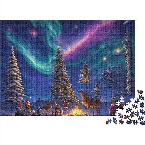 Christmas Eve Aurora 500-teiliges Puzzle für Erwachsene, 500 Teile, Weihnachtsstadt, Erwachsenenpuzzle, Familienspiele, unmögliche Herausforderungen von KoNsev