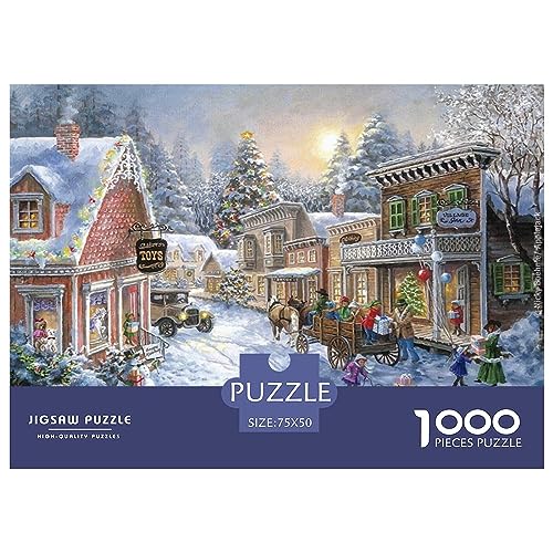 Christmas Town 1000-teiliges Puzzle für Erwachsene, Weihnachtshaus-Puzzle, herausforderndes Spiel, Level: Hart von KoNsev