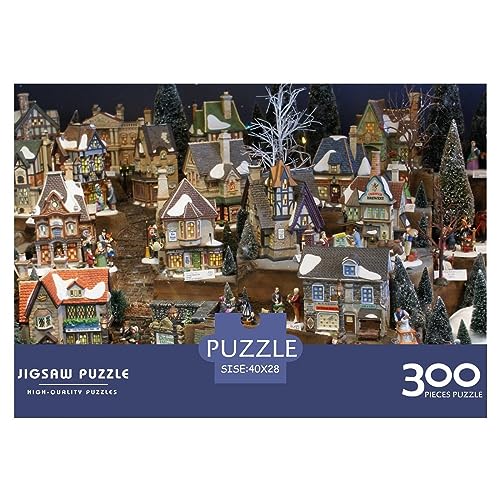 Christmas Town 300-teiliges Puzzle-Spiel für Erwachsene, Weihnachtshaus-Puzzles, Lernspiele, Level: Hart von KoNsev