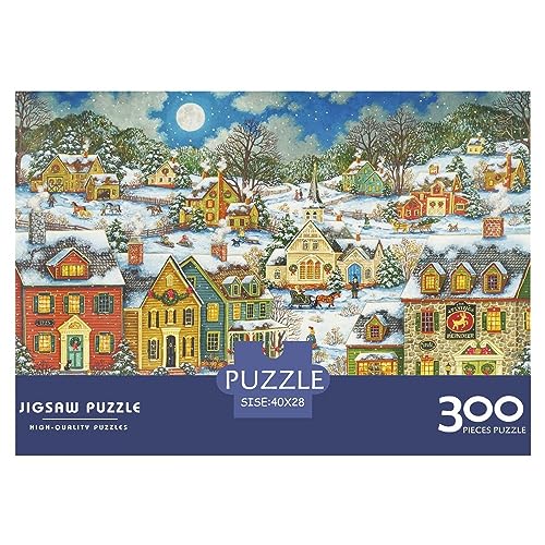 Christmas Town 300-teiliges Puzzle-Spiel für Erwachsene, Weihnachtshaus-Puzzles, Lernspiele, Level: Hart von KoNsev