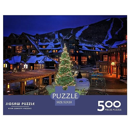 Christmas Town 500-teiliges Puzzlespiel für Erwachsene, Weihnachtshaus-Puzzles, Lernspiele, Level: Hart von KoNsev