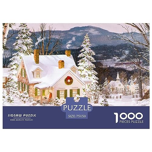 Christmas Town Puzzle, 1000 Teile, Weihnachtshaus-Puzzles für Erwachsene, 1000 Teile, unmögliche Herausforderungen von KoNsev