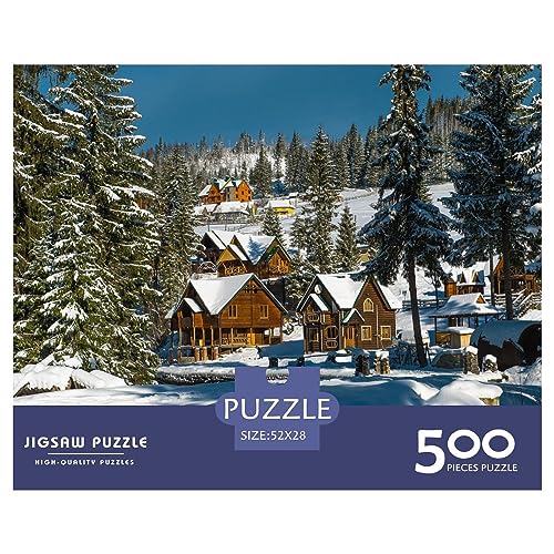 Christmas Town Puzzle, 500 Teile, Weihnachtshaus-Puzzles für Erwachsene, 500 Teile, unmögliche Herausforderungen von KoNsev