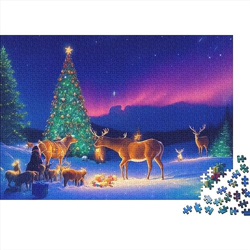 Christmas Town Puzzle für Erwachsene, 1000 Teile, Puzzles für Erwachsene, herausforderndes Spiel, Heiligabend, Aurora, unmögliche Herausforderungen von KoNsev