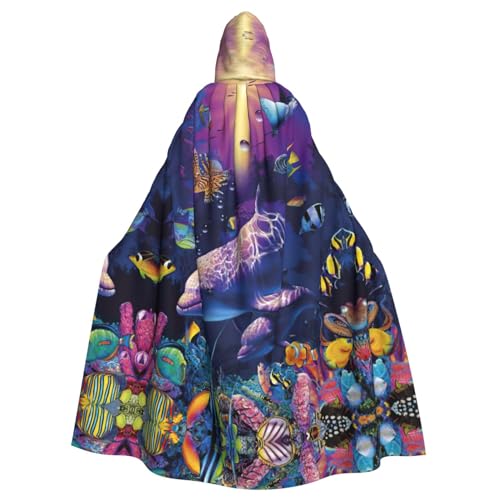 Kapuzenumhang mit süßem Delfin-Druck, lang, für Halloween, Cosplay, Kostüme, 150 cm, Karneval, Fasching, Cosplay von KoNsev