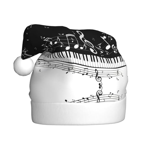 KoNsev Weihnachtsmütze Weihnachtsmütze für Erwachsene, Unisex für Weihnachten, Neujahr, Festliches Motto-Party-Zubehör, Schwarz-Weiß, Musiknote von KoNsev
