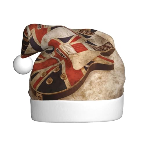KoNsev Weihnachtsmütze für Erwachsene, Unisex für Weihnachten, Neujahr, Festliches Motto-Party-Zubehör, Gitarre, britische Flagge von KoNsev