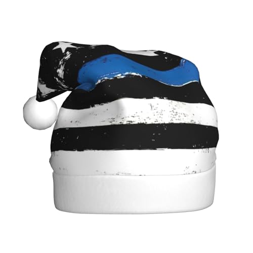 KoNsev Weihnachtsmütze für Erwachsene, Unisex für Weihnachten, Neujahr, Festliches Motto-Party-Zubehör, blaue dünne Linie, USA-Flagge von KoNsev