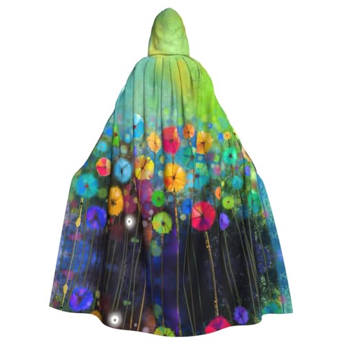 Umhang mit Kapuze im abstrakten Stil, mit buntem Blumendruck, lang, für Halloween, Cosplay, Kostüme, 150 cm, Karneval, Fasching, Cosplay von KoNsev