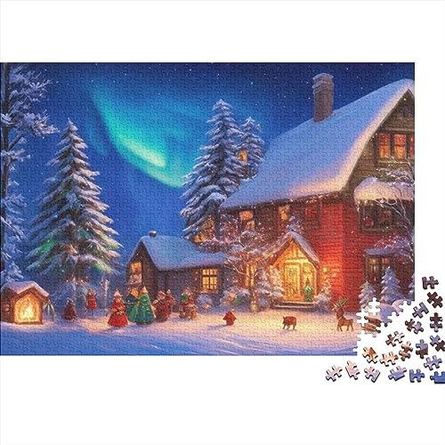 Weihnachtsabend Aurora Puzzle 1000 Teile für Erwachsene, Weihnachtsstadt, Familienaktivität, herausforderndes Spiel von KoNsev