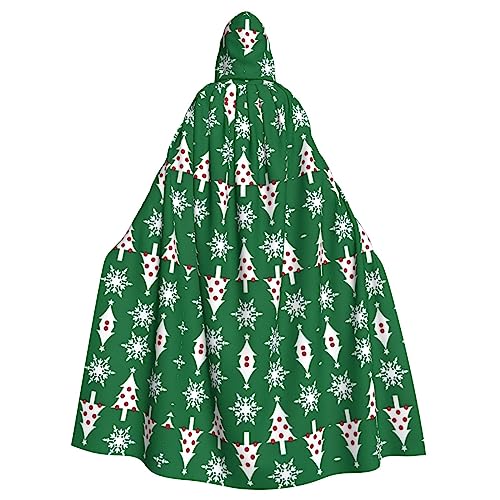 Weihnachtsbaum-Muster 150 cm Kapuzenumhang Unisex Halloween Umhang für Teufel Hexe Zauberer Halloween Weihnachten Cosplay von KoNsev
