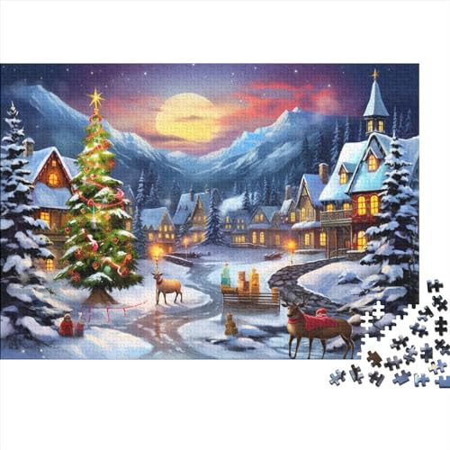 Weihnachtshaus-Puzzles für Erwachsene, 1000 Teile, Puzzles für Erwachsene, herausforderndes Spiel, Weihnachtsstadt, unmögliche Herausforderungen von KoNsev