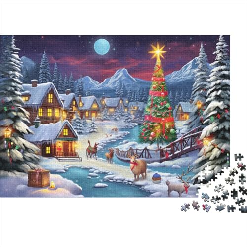 Weihnachtshaus-Puzzles für Erwachsene, 1000 Teile, Puzzles für Erwachsene, herausforderndes Spiel, Weihnachtsstadt, unmögliche Herausforderungen von KoNsev