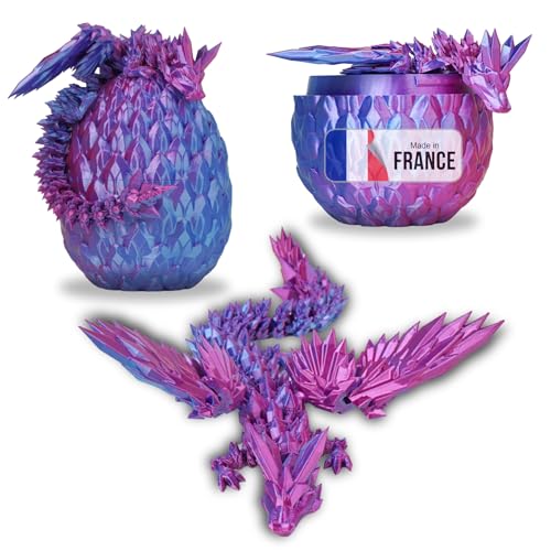 Koala Studio Beweglicher Geflügelter Drache und Sein Ei – 3D-gedruckte Dekoration – Fantastisches Universum Fidget Toy Geschenkidee Einzigartige Dekoration für Zuhause Schlafzimmer Wohnzimmer Kinder von Koala Studio