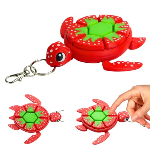Fidget Schildkröte, Clicker, Anti-Stress, Obst, Schlüsselanhänger, Geschenkidee für Erwachsene – Geburtstag, Weihnachten, Partys, Angst, Taschenformat, Büro, klein, leicht, Gadget (Erdbeere) von Koala Studio