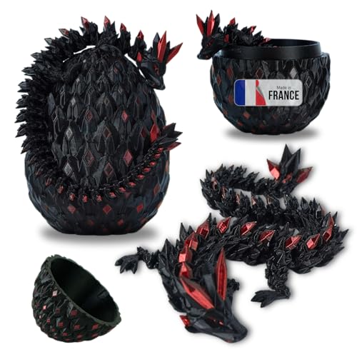 Gelenkdrache & Drachenei in 3D bedruckt, Dekoration, Universum, Fantasie, Fidget Toys, Spielzeug, Geschenkidee, einzigartige Dekoration, Haus, Schlafzimmer, Wohnzimmer, Kinder (schwarz, rot, schwarz) Gelenkdrache & Drachenei in 3D bedruckt, Dekoration, Universum, Fantasie, Fidget Toys, Spielzeug, Geschenkidee, einzigartige Dekoration, Haus, Schlafzimmer, Wohnzimmer, Kinder (schwarz, rot, schwarz) von Koala Studio