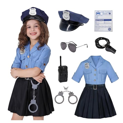 Koatobbor Polizistenkostüm für Mädchen, Polizistin, Cosplay-Outfits, Uniform für Halloween, Verkleiden (7–8 Jahre) von Koatobbor