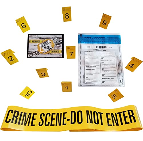 Kobe1 Crime Scene Do Not Enter Barrier Tape (6 m), Evidence Collection Tasche (x1), Foto-Beweismarker, Rahmen, Zelte. Karten 1–10 (7 x 4 cm). von Kobe1