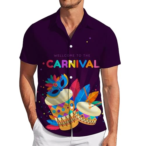 Faschingskostüme Männer, mit Masken Aufdruck Rave Bunter Hemd bekleidung Hippie Ausgefallene Karneval Freizeithemden Outfit 80er Jahre für Karneval Party Kostüm Disco Kostüm Faschingskostüme von Kobilee